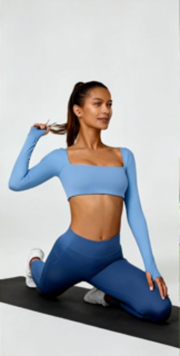 Crop-top sport femme manches longues séchage rapide – haut fitness gym