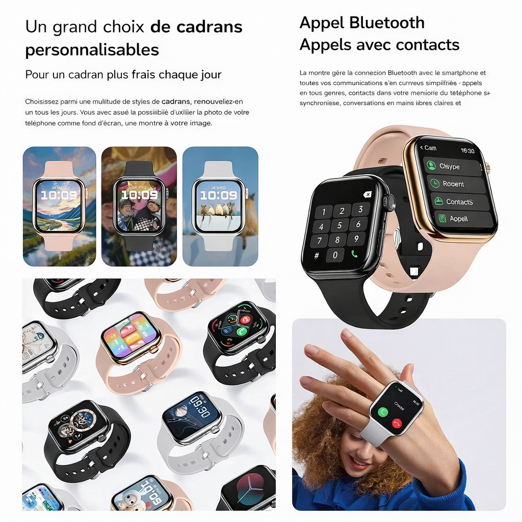 Montre connecté premium sport 2025 Homme Femme – Appels & GPS