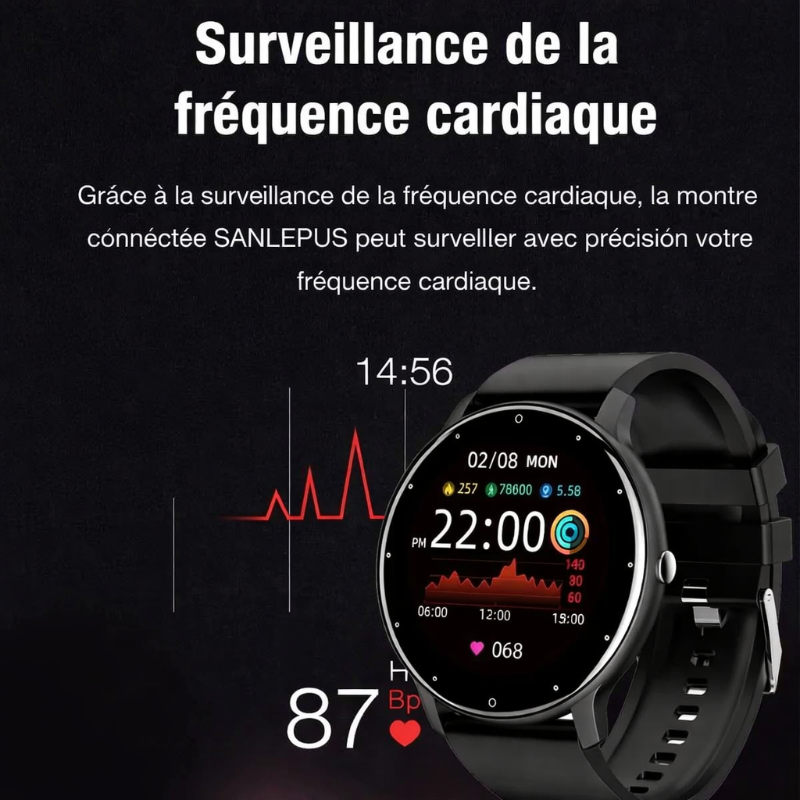 Montre Connectée Élégante & Sportive avec Suivi Cardiaque